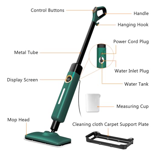 KEROMEE Steam Mop With 2 Washable Pads for Multi-floor Cleaning, High Temperature Steamer Cleaner for Sealed Hard Floors, Hardwood, Tile, Laminate