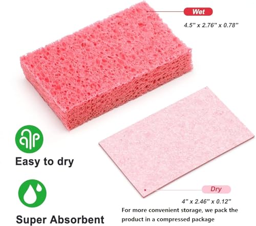 ARCLIBER Cellulose Sponges, Heavy Duty Scrub Kitchen Sponge, Clean Tough Messes Without Scratching, Pop Up Eco Sponges DIY Green (6 Pack), TBWS-10006-Gr - color: Green, size: 6 Count (Pack of 1)