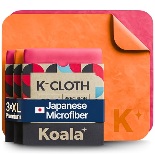 Koala Lens Cleaning Cloth | Japanese Microfiber | Glasses Cleaning Cloths | Eyeglass Lens Cleaner | Eyeglasses, Camera, VR/AR Headset, and Screen Cleaner | Pink & Orange (Pack of 3) - color: Pink / Orange, size: 3 Pack (XL)