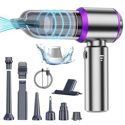 Handheld Car Vacuum Portable Cordless, 22000PA Mini Vacuum Cleaner & Air Duster, 5-in-1 High Power Suction Hand Held Vacuum Rechargeable Brushless Motor Vacuums for Car Home Office Pet, Purple