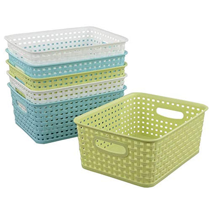 Plastic Storage Baskets/Bins Organizer for Bathroom, 6-Pack