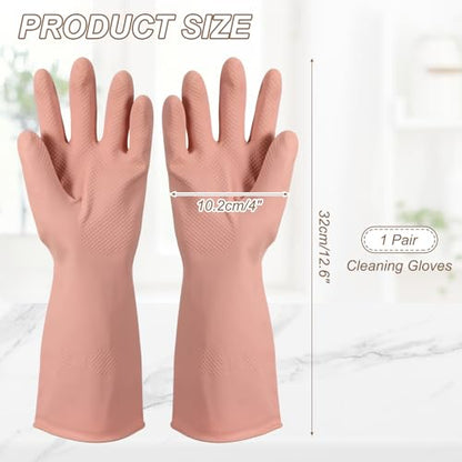 uxcell Rubber Cleaning Gloves, Reusable Household Dishwashing Long Rubber Gloves with Non-slip Grip - color: Pink, size: Small
