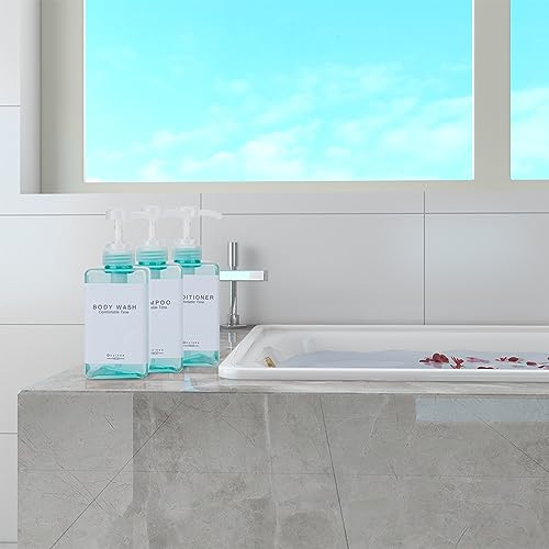 Refillable Shampoo and Conditioner Bottles for Shower Wall,Shampoo and Conditioner Dispenser with Pump No Drill (3 Bottles 3 Wall Mounts-Teal) - color: 3 Bottles 3 Wall Mounts-teal