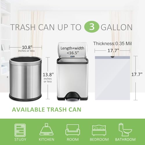 3 Gallon Small 140 Counts Strong Drawstring Trash Bags Garbage Bags by Teivio, Bathroom Trash Can Bin Liners, Plastic Bags for home office kitchen, White - style: 140-3 Gallon-white