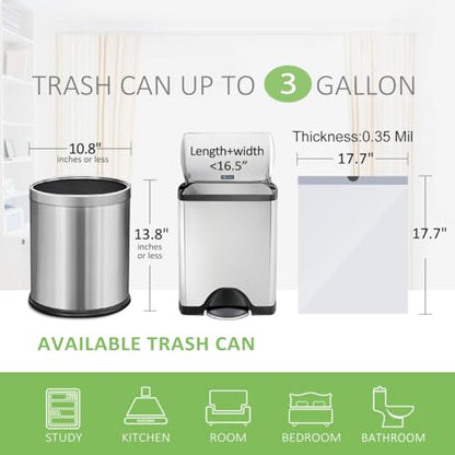 3 Gallon Small 140 Counts Strong Drawstring Trash Bags Garbage Bags by Teivio, Bathroom Trash Can Bin Liners, Plastic Bags for home office kitchen, White - style: 140-3 Gallon-white