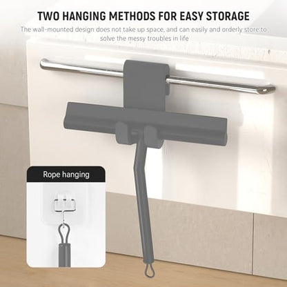 8 Inch Silicone Squeegee for Shower Glass with Hook，Shower Door Squeegee，Multi-Use Shower Squeegees (Gray) - color: Gray