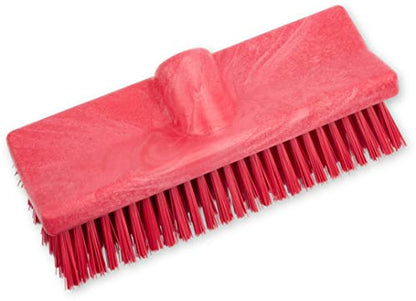 SPARTA 40423EC05 Plastic Floor Scrub Brush, Wall Brush, Equipment Brush With Nonabsorbent Bristles For Industrial Kitchens, Hospitals, Commercial Cleaning, 10 Inches, Red - color: Red
