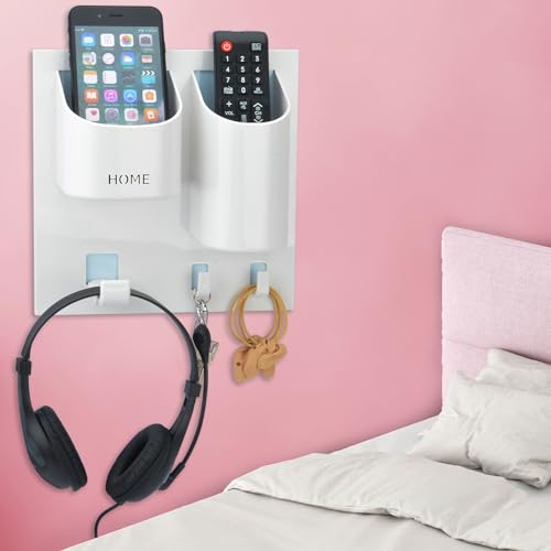 Bedside Shelf Organizer,Stick On Adhesive Wall Mounted Floating Shelf Holder for Phone,Headset,Reading Glasses,Remote Control - Good for Home,Dorm,Bedroom,Office (Vertical Type/White) - color: Vertical Type/White