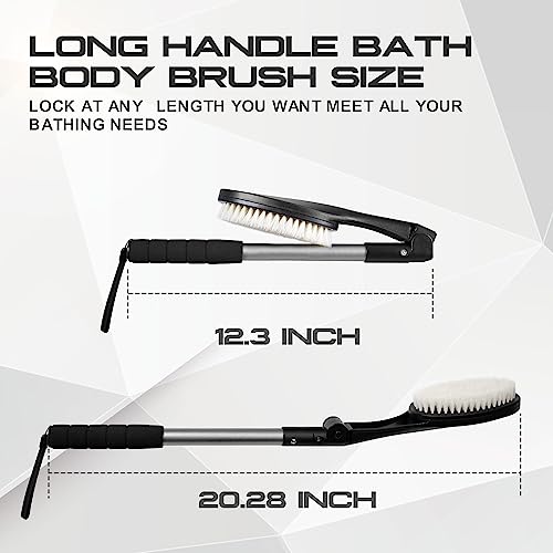 EASACE Body Brush for Back,Lotion Applicator, Long Handle Bath Brush for Showering, Adjustable Head Back Scrubber, Shower Brush with Soft Bristles for Wet or Dry