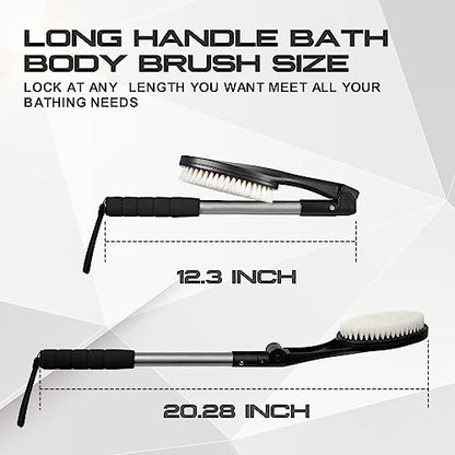 EASACE Body Brush for Back,Lotion Applicator, Long Handle Bath Brush for Showering, Adjustable Head Back Scrubber, Shower Brush with Soft Bristles for Wet or Dry