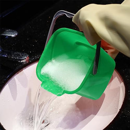 Roshtia 6 Pcs 3 Quart Cleaning Bucket Small Sanitizing Square Bucket Detergent Pail for Home Commercial Restaurant Kitchen Office School (Green) - color: Green