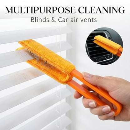4 Pack Microfiber Blinds Duster, 4 Removable and Washable Sleeves, Cleaner for Window Blinds, Air Conditioner Vents, Fans, Car Vents