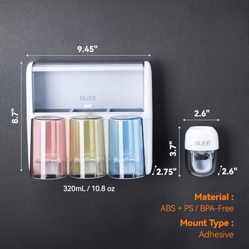 Toothbrush Holder Wall Mounted with Automatic Toothpaste Dispenser, Dustproof Flip Cover and Inverted Cup Slots, Multi-Functional No-Drill Bathroom Organizer for Family, Space Saver (3 Cups) - color: 3 Cups