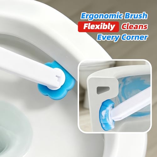 Disposable Toilet Brush with 48 Refills, Toilet Brushes and Holders, Wall Mounted Toilet Bowl Cleaner Wand for Bathroom Maintenance - style: 1 Brush+48 Refills