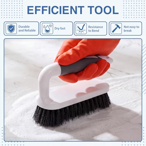 6 Pack Scrub Brushes for Cleaning Including Scrub Brush and Crevice Brush for Shower, Bathtub Scrubber with Handle Stiff Bristle Brushes for Kitchen, Sink, Carpet, Floor and Wall Surfaces
