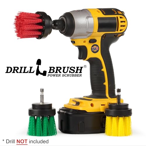 Kitchen Accessories - Drill Brush - Grout Cleaner - 2-inch Diameter Multi-Purpose Spin Brush Kit - Garden Statues - Bird Bath - Granite Cleaner - Bathroom Accessories - Shower Curtain - Baby Bath Tub - color: Green / Red / Yellow
