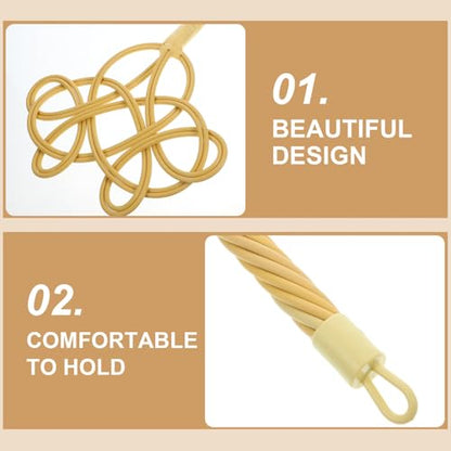 BESPORTBLE Rattan Handle Quilt Beater for Dust Removal, Manual Carpet Paddle with Twisted Rattan Grip, Dust Cleaner Tool for Home Bedding and Rug Cleaning
