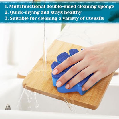 Tioncy 12 Pack Shell Kitchen Sponges Bulk Dual Sided Scrubber Sponges Dishwashing Kitchen Cleaning Accessories for Household Supplies
