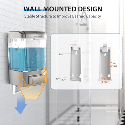 Manual Soap Dispenser, 23.7oz/700ml Wall Mount Soap Dispenser, Large Capacity Kitchen Bathroom Hand Soap Pump, Commercial Refillable Shampoo Shower Gel Lotion Dispenser, Chrome B - color: Chrome 700ml