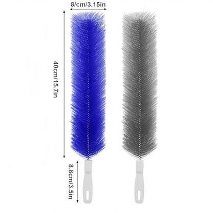 Bendable Microfiber Head, 2026 Upgraded Fan Cleaner Brush, Reusable Washable Dust Brush, 15.7in Flexible Cleaning Brush for Electric Fans Air Conditioning Home Car Vents Curtain (2Pcs-Blue) - color: 2pcs-blue