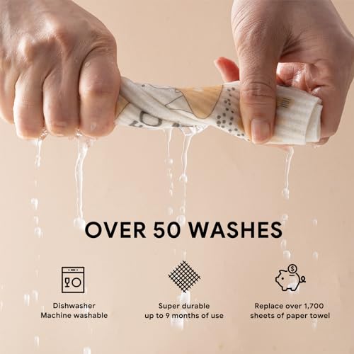 RECYCO Swedish Dishcloths for Kitchen | 6 Pack Kitchens Love Washable Dish Rags | Cellulose Reusable Cleaning Paper Towels | Absorbent Counter Dish Cloth Sponge Kitchen Wipes, 8" L x 7" W - color: Kitchen Love - 6 Pack