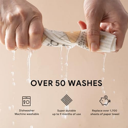 RECYCO Swedish Dishcloths for Kitchen | 6 Pack Kitchens Love Washable Dish Rags | Cellulose Reusable Cleaning Paper Towels | Absorbent Counter Dish Cloth Sponge Kitchen Wipes, 8" L x 7" W - color: Kitchen Love - 6 Pack