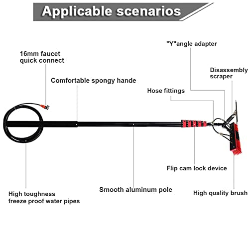 Solar Panel Cleaning Water Fed Pole 30 FT,with Squeegee/Easy to Carry,for Window Cleaning Solar,3.6M/5.4M/6M/7.2M/9M/10.8M,18FT/5.4m - color: 18ft/5.4m