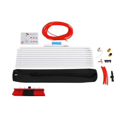 30ft Water Fed Pole Kit Solar Panel Cleaning Brush, Adjustable Window Cleaning Poles with 14in Water Fed Cleaning Brush, Solar Panel Cleaning Pole Outdoor Window Washing Equipment (30Ft, 14in Brush) - size: 30Ft, 14in Brush