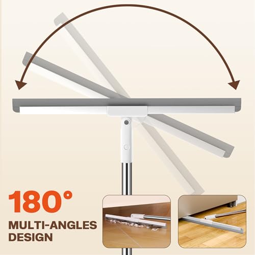 Silicone Squeegee for Floor, 180° Rotating Squeegee Broom, Floor Squeegee with a Long Handle, Squeegee for Water and Pet Hair Removal on Bathroom Floors, Tile, Glass, Indoor Window Cleaning Tool - size: 16in | 4-Section Pole (62in) | No Pad