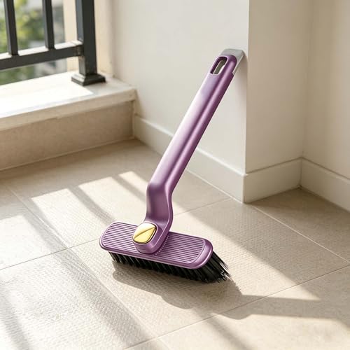 Purple Multi Purpose V Shaped Cleaning Brush,2 in 1 Scrub and Scrape Tool with Ergonomic Handle,Household Scrubbing Brush for Bathroom Kitchen Tile Gap Seam and Daily Surface Cleaning Work