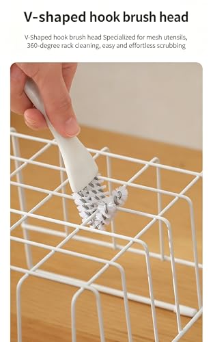 2 Pack Grill Cleaning Brush for BBQ Grill Grates, Kitchen Gap Cleaning Brush with Scraper, Detail Cleaning Tool for Stove Top, Sink, Oven Rack, Drain and Hard-to-Reach Areas