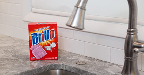 Brillo Single Use Steel Wool Soap Pads, Smaller Size Original Red Scent, 15 Count (Singles, 15 Count (Pack of 12))