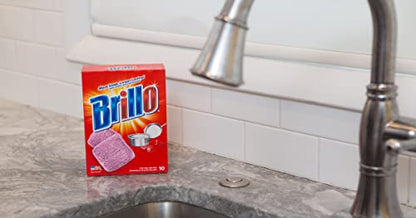 Brillo Single Use Steel Wool Soap Pads, Smaller Size Original Red Scent, 15 Count (Singles, 15 Count (Pack of 12))