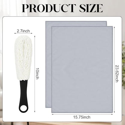 3 Pcs Wine Glass Cleaner Set Large Microfiber Polishing Cloths Wine Glass Cleaning Brush Lint-Free Drying Towels for Stemware Glassware Bar Restaurant Kitchen Supplies (Gray) - color: Gray