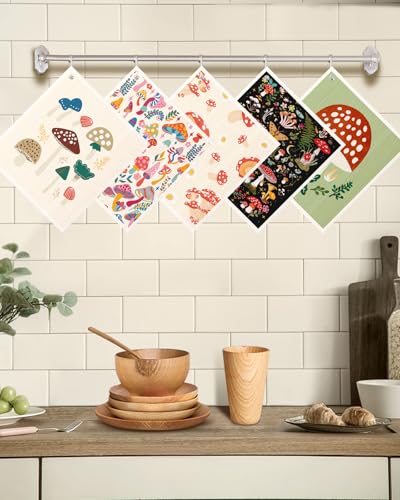 Miss Adola Swedish Dishcloths for Kitchen with Hooks - Reusable Dish Cloths for Washing Dishes Fast Drying Cute Fun 5 Pack Swedish Dish Towels Washable Cleaning Sponge, Swamm Series - color: Swamm Series