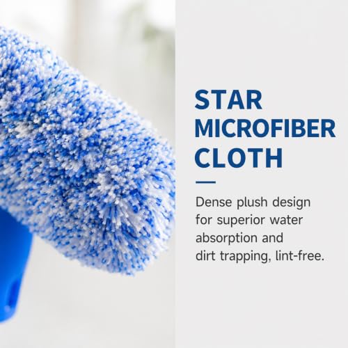 2-in-1 Window Cleaning kit with 51" Extension Poles, Suitable for Indoor & Outdoor Windows, High Glass, High Windows, Multi-Purpose Car Windshield Cleaning(Blue 15.74in - 51.18in) - size: 15.74 - 51.18"