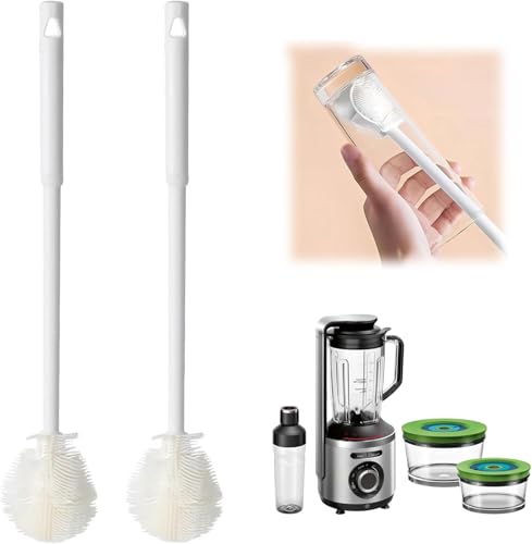 2026 Upgraded Silicone Bottle Brush, 360° Flexible Soft Bristle Long Handle Cleaner for Sports Bottles, Tumblers, Flasks and Glass Containers (2pcs) - color: 2pcs