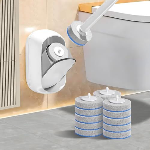 LFBEAR Disposable Toilet Brush Wand, Wall Mounted Toilet Cleaner Kit with Holder, 18 Refills Replacement Heads for Bathroom Cleaning - size: Toilet Brush + 18 Refills