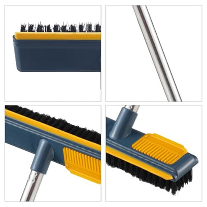 Cabilock Floor Scrubber Brush with Telescopic Handle 2-in-1 Stiff Bristle Scraping Cleaning Brush for Bathroom and Kitchen Tile Crevices Household Use