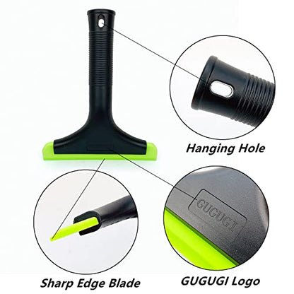 Super Flexible Silicone Squeegee, Auto Water Blade, Water Wiper, Shower Squeegee, 5.9'' Blade and 7.5'' Long Handle, for Car Windshield, Window, Mirror, Glass Door, Black Green - color: Black Green