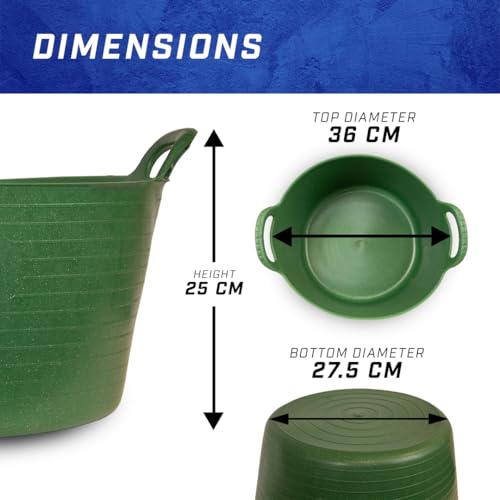 Faithfull Eco Flex Tub, Multi-Purpose, Durable & Sustainable Flexible Bucket with Reinforced Handles – 15 Litre (3gl), Green