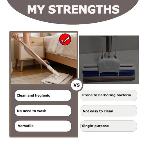 Clip-On Mini Dust Mop with Disposable Cloths - Extendable Handle Cleaning Tool for Small Spaces