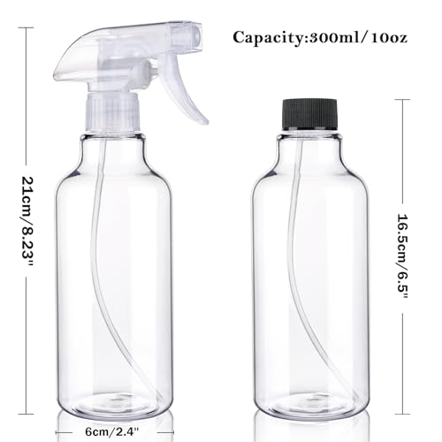 3 Pack Plastic Spray Bottles Empty Spray Bottle 10oz/300ml Heavy Duty Spraying Bottles Mist/Stream Water Bottle for Cleaning Solutions, Essential Oils, Hair (clear) - color: clear