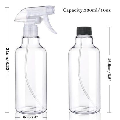 3 Pack Plastic Spray Bottles Empty Spray Bottle 10oz/300ml Heavy Duty Spraying Bottles Mist/Stream Water Bottle for Cleaning Solutions, Essential Oils, Hair (clear) - color: clear
