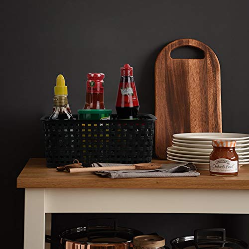 Kiddream Set of 6 Plastic Weave Storage Basket Pantry Organizing Bin (black) - color: black