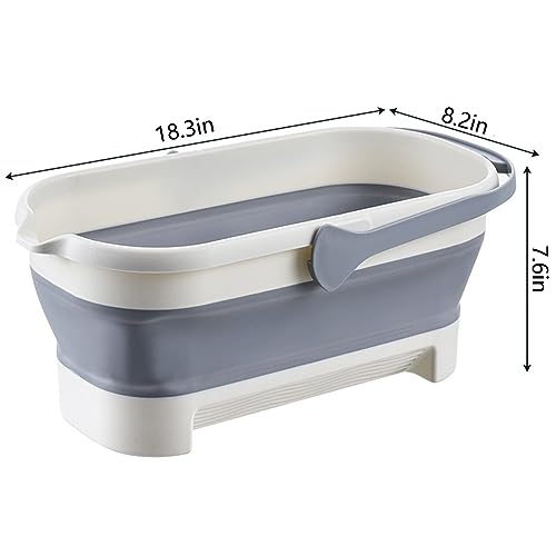 Generic 17L/4.2 Gallon Plastic Bucket, 2024 New Foldable Mop Bucket Laundry Basket with Handle, Portable Water Pail Space-Saving Bucket for House Cleaning, Camping, Fishing, Gray
