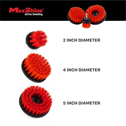 Maxshine 4” Universal M8 Medium-Duty Drill Brush – Upholstery & Carpet Scrubber Attachment for Car Detailing, Fabric, Seats, Floor Mats & Home Cleaning – Removes Stains, Grime, Spots & Buildup - size: 4"