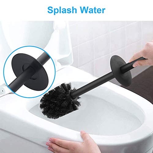 Toilet Brush and Holder,Stainless Steel Toilet Brushes for Bathroom with Holder 2pack - color: Matte Black
