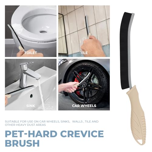 TQRR 3Pcs Cleaning Brush - Includes Soft Bristle, Hard Crevice, Multifunctional Grout Brush, Auto Vent Wheel, Kitchen House Cleaning Tools (Khaki) - color: Khaki