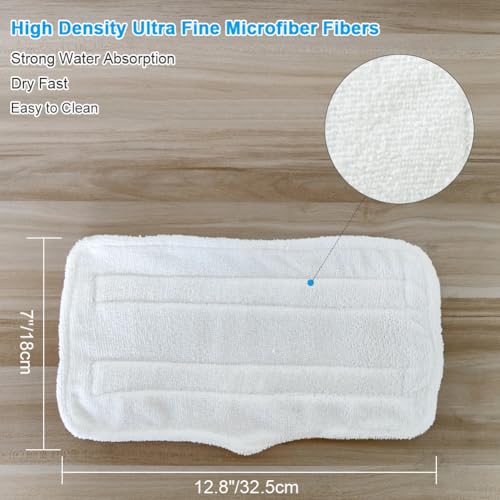 Fushing 7Pcs Steam Mop Pads, Washable Microfiber Cleaning Steamer Replacement Pads for Shark Steam & Spray Mop S3101 S3251 SK460 SK410 S3101n2 S3250 SK435CO SK140 SK141,White - color: White